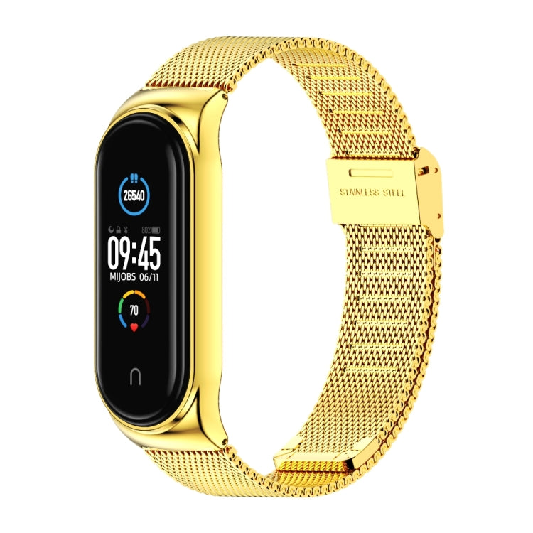 Mijobs Milan CS Screwless Buckle Metal Watch Band Case for Xiaomi Mi Band 3 & 4 & 5 & 6, Host not Included(Gold) - Watch Bands by MIJOBS | Online Shopping South Africa | PMC TechLife | Buy Now Pay Later Mobicred
