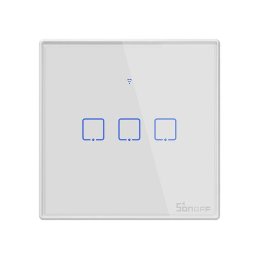 Sonoff T2 Touch 86mm Tempered Glass Panel Wall Switch Smart Home Light Touch Switch, Compatible with Alexa and Google Home, AC 100V-240V, UK Plug - Smart Switch by PMC Jewellery | Online Shopping South Africa | PMC Jewellery