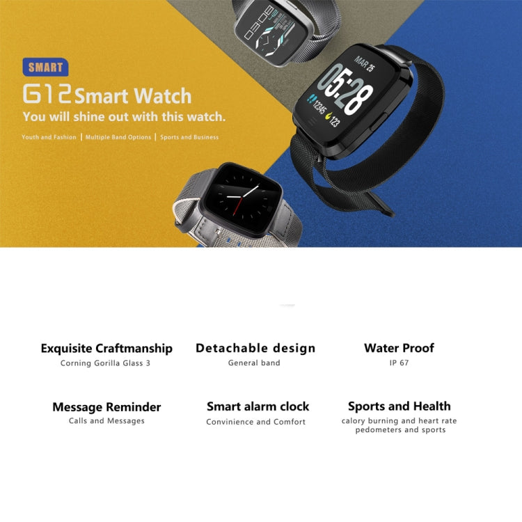 DTNO.1 G12 1.3 inches OLED Color Screen Smart Bracelet IP67 Waterproof, Steel Watchband, Support Call Reminder /Heart Rate Monitoring /Sedentary Reminder /Multi-sport Mode(Black) - free shipping - PMC TechLife - Order now!