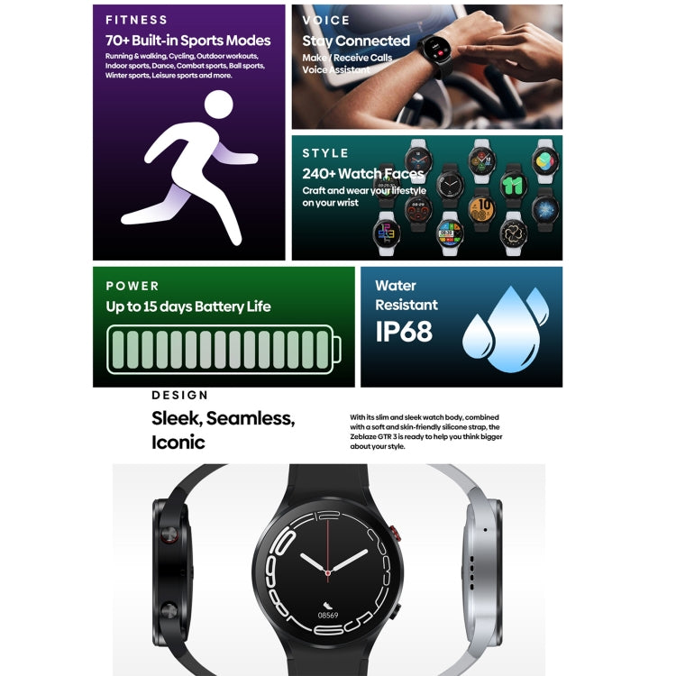 Zeblaze GTR 3 1.32 inch Smart Watch, Support Voice Calling / Heart Rate / Blood Oxygen / On-Wrist Skin Temperature / Sport Modes (Silver) - Smart Watches by Zeblaze | Online Shopping South Africa | PMC Jewellery | Buy Now Pay Later Mobicred