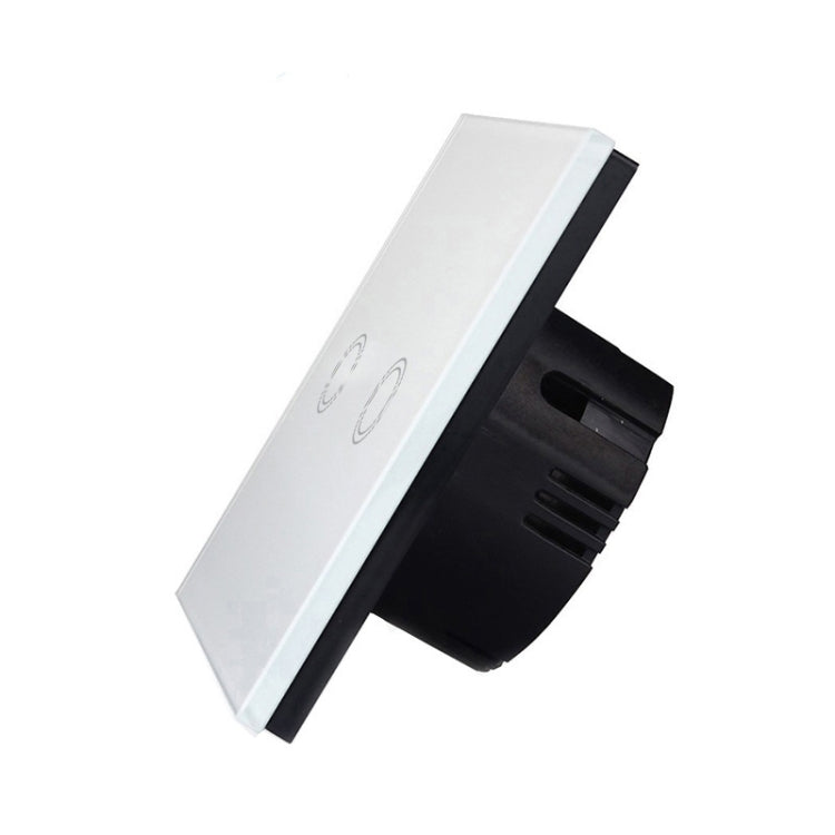 86mm 2 Gang Tempered Glass Panel Wall Switch Smart Home Light Touch Switch with RF433 Remote Controller, AC 110V-240V(White) - Smart Switch by PMC TechLife | Online Shopping South Africa | PMC TechLife