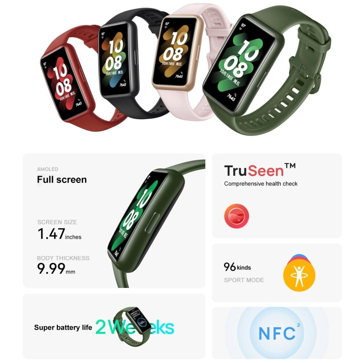 Original HUAWEI Band 7 NFC Edition, 1.47 inch AMOLED Screen Smart Watch, Support Blood Oxygen Monitoring / 14-days Battery Life(Green) - free shipping - PMC TechLife - Order now!
