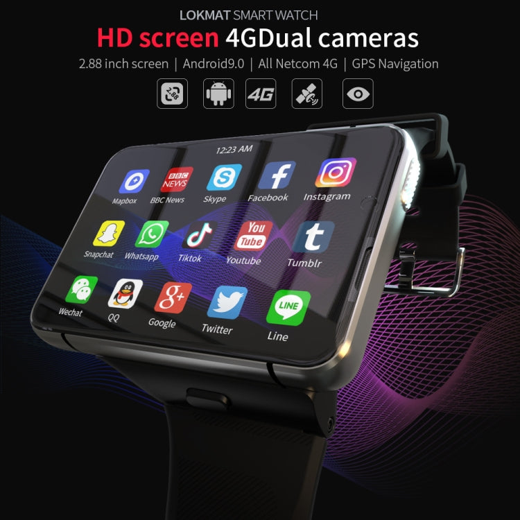 LOKMAT APPLLP Max 4G Call Smart Watch, 2.88 inch MTK6761 Quad Core, 4GB+64GB, Android  9.0, GPS, Heart Rate (Black) - free shipping - PMC TechLife - Order now!