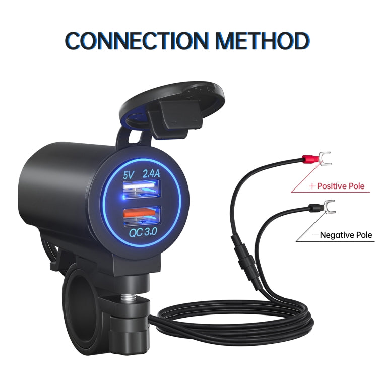ZH-723F1 Car / Motorcycle QC3.0 Cell Phone Fast Charging Dual USB Car Charger(Blue Light) - DIY Modified Charger by PMC TechLife | Online Shopping South Africa | PMC TechLife