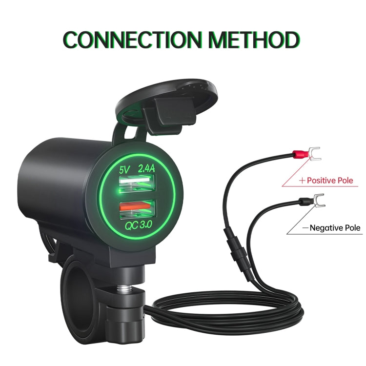 ZH-723F3 Car / Motorcycle QC3.0 Cell Phone Fast Charging Dual USB Car Charger(Green Light) - free shipping - PMC TechLife - Order now!