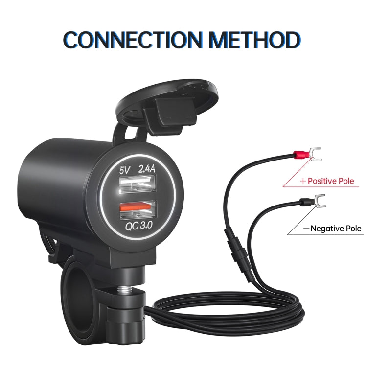 ZH-723F5 Car / Motorcycle QC3.0 Cell Phone Fast Charging Dual USB Car Charger(White Light) - DIY Modified Charger by PMC TechLife | Online Shopping South Africa | PMC TechLife