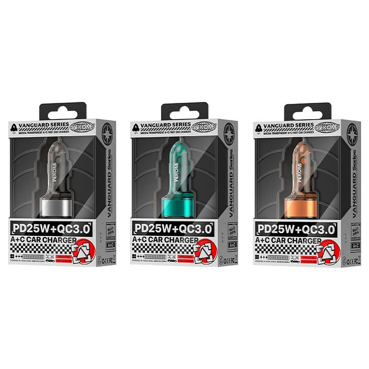 WK WP-C45 Vanguard Series Mecha Transparent USB+Type-C Fast Car Charger (Grey) - Car Charger by WK | Online Shopping South Africa | PMC TechLife | Buy Now Pay Later Mobicred