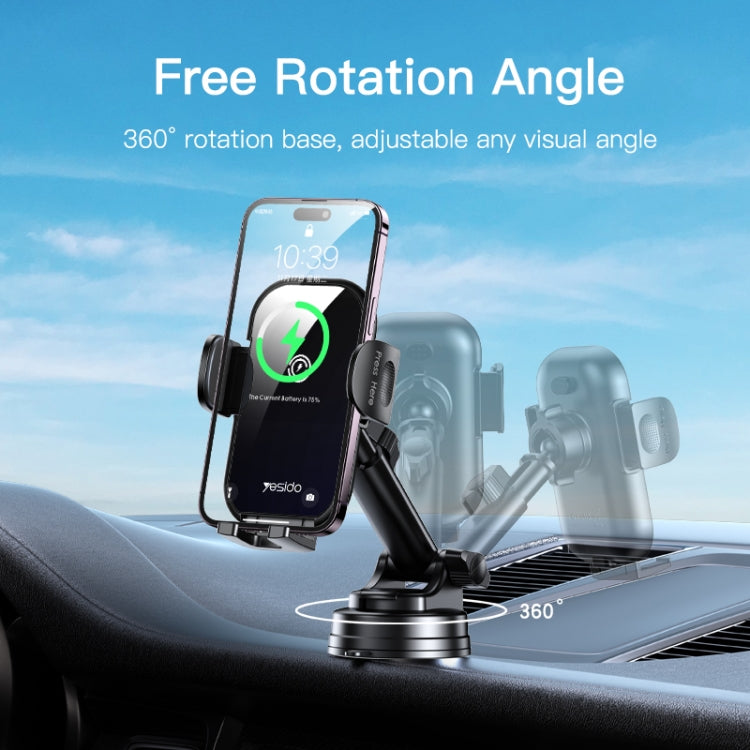 Yesido C197 15W 2 in 1 Suction Cup Type Wireless Charging Car Holder Set (Black) - Wireless Charger Holders by Yesido | Online Shopping South Africa | PMC TechLife | Buy Now Pay Later Mobicred