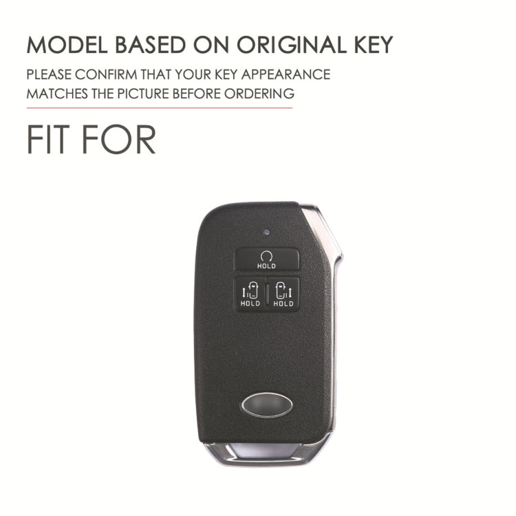 For KIA Carnival EX / SX Hallmo Car Cowhide Leather Key Protective Cover Key Case(Black) - Car Key Cases by Hallmo | Online Shopping South Africa | PMC TechLife | Buy Now Pay Later Mobicred