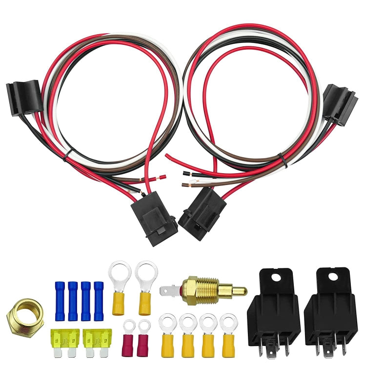 Car 12V 40A 175-185 Degree Thermostat Dual Electric Cooling Fan Wiring Relay Sensor Kit - DIY Cables by PMC TechLife | Online Shopping South Africa | PMC TechLife