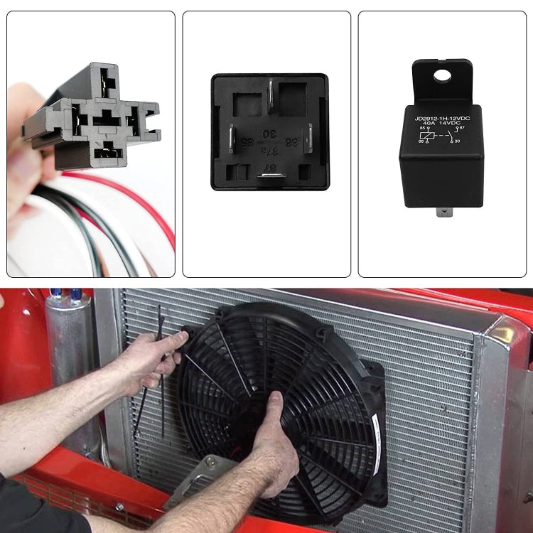 Car 12V 40A 175-185 Degree Thermostat Dual Electric Cooling Fan Wiring Relay Sensor Kit - DIY Cables by PMC TechLife | Online Shopping South Africa | PMC TechLife