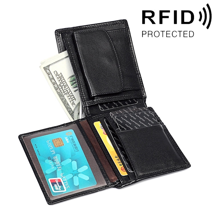8020 Horizontal Retro Crazy Horse Texture Leather Anti-magnetic RFID Wallet Clutch Bag for Men, with Card Slots(Black) - Antimagnetic RFID Package by PMC TechLife | Online Shopping South Africa | PMC TechLife | Buy Now Pay Later Mobicred