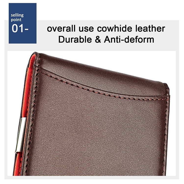 9606 Cowhide Leather Anti-magnetic RFID Multiple Card Slots Wallet for Men, with Zipper Bag(Black) - Antimagnetic RFID Package by PMC TechLife | Online Shopping South Africa | PMC TechLife | Buy Now Pay Later Mobicred