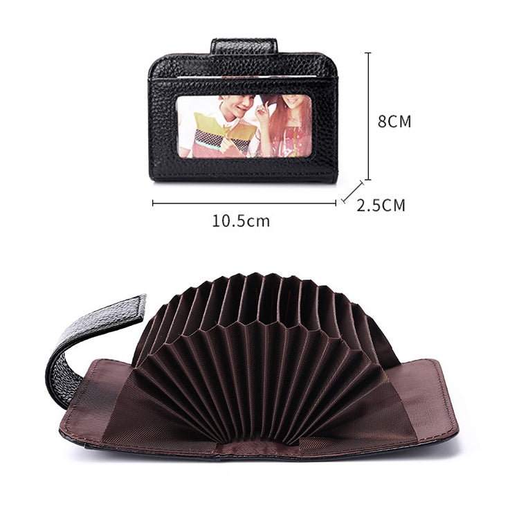 KB188 Horizontal Cowhide Leather Organ Shape Multiple Card Slots Anti-magnetic RFID Wallet for Ladies, with Transparent Window(Rose Red) - Antimagnetic RFID Package by PMC TechLife | Online Shopping South Africa | PMC TechLife | Buy Now Pay Later Mobicred
