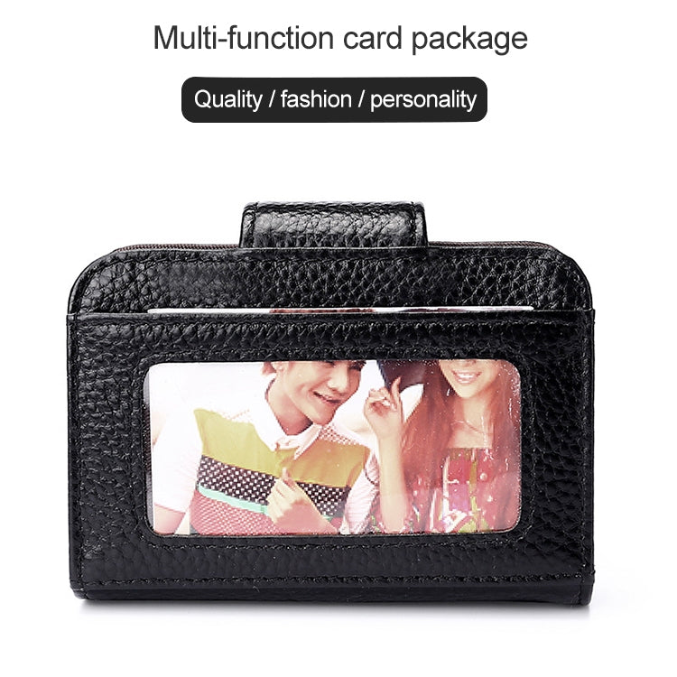 KB188 Horizontal Cowhide Leather Organ Shape Multiple Card Slots Anti-magnetic RFID Wallet for Ladies, with Transparent Window(Rose Red) - Antimagnetic RFID Package by PMC TechLife | Online Shopping South Africa | PMC TechLife | Buy Now Pay Later Mobicred