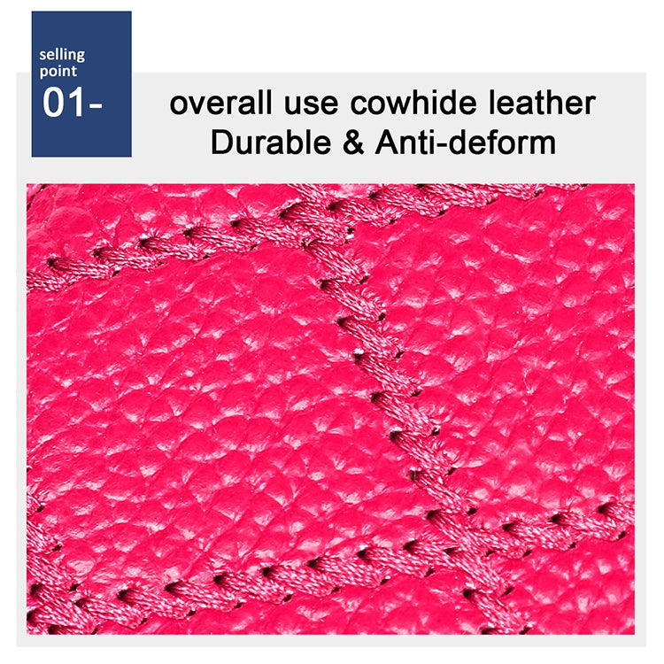 KB213 Diamond Texture Zipper Cowhide Leather Double Row Organ Shape Multiple Card Slots Anti-magnetic RFID Wallet Clutch Bag for Ladies (Pink) - free shipping - PMC TechLife - Order now!