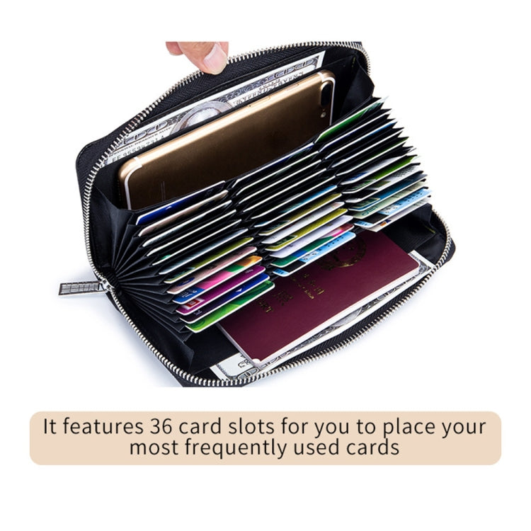 Two-Layer Cowhide Leather Organ Card Holder Multiple-Card RFID Anti-Theft Wallet Bag(Black) - free shipping - PMC TechLife - Order now!