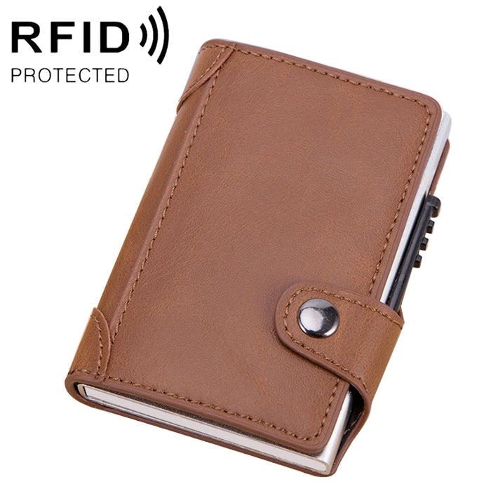 X-51 Automatically Pop-up Card Type Anti-magnetic RFID Anti-theft PU Leather Wallet with Card Slots(Apricot) - free shipping - PMC TechLife - Order now!