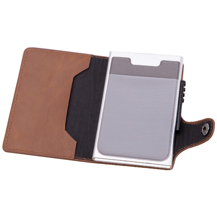 X-51 Automatically Pop-up Card Type Anti-magnetic RFID Anti-theft PU Leather Wallet with Card Slots(Apricot) - free shipping - PMC TechLife - Order now!