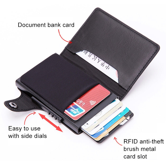 X-51 Automatically Pop-up Card Type Anti-magnetic RFID Anti-theft PU Leather Wallet with Card Slots(Apricot) - free shipping - PMC TechLife - Order now!