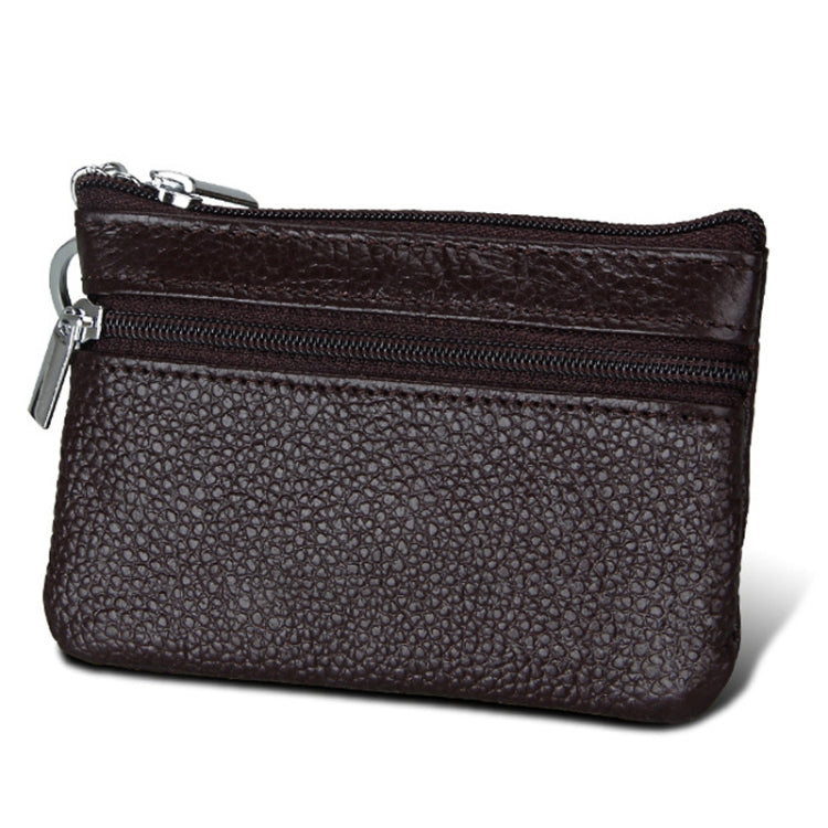 Cowhide Leather Zipper Solid Color Horizontal Card Holder Wallet RFID Blocking Coin Purse Card Bag Protect Case, Size: 11.4*7.4cm(Coffee) - free shipping - PMC TechLife - Order now!