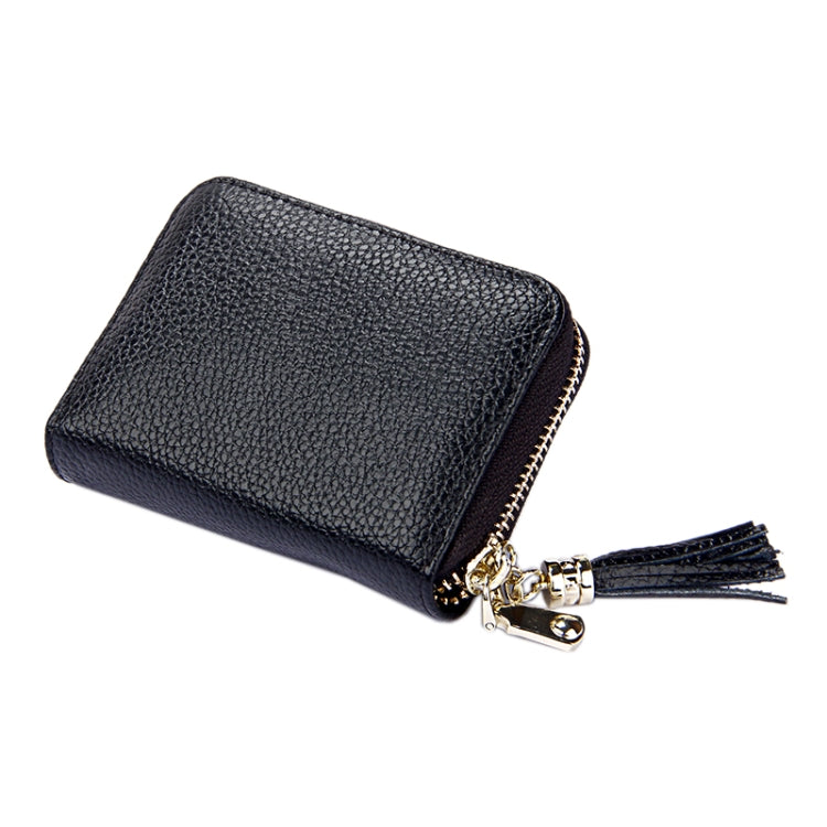 Genuine Cowhide Leather Solid Color Zipper Card Holder Wallet RFID Blocking Card Bag Protect Case Coin Purse with Tassel Pendant & 15 Card Slots for Women, Size: 11.1*7.6*3.5cm(Red) - Antimagnetic RFID Package by PMC TechLife | Online Shopping South Africa | PMC TechLife | Buy Now Pay Later Mobicred
