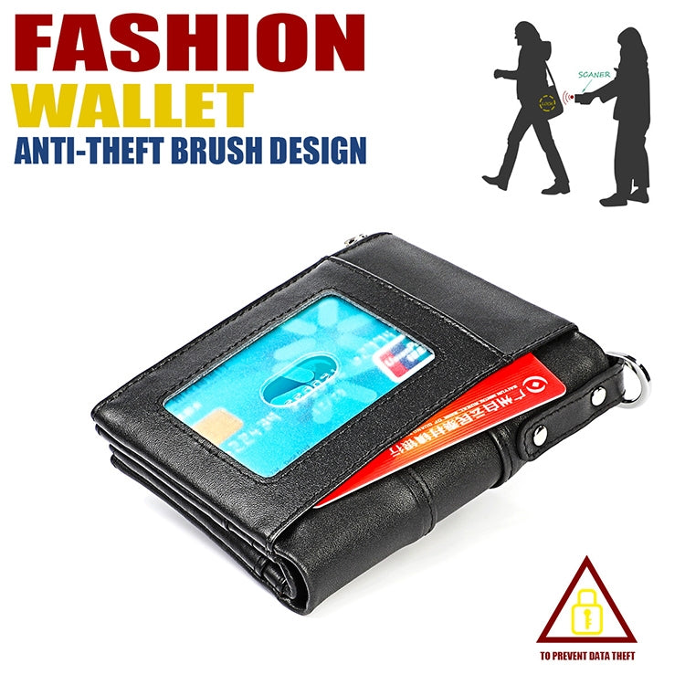 3529 Retro Crazy Horse Texture Double Zipper Anti-magnetic RFID Wallet for Man with Card Slots (Black) - free shipping - PMC TechLife - Order now!