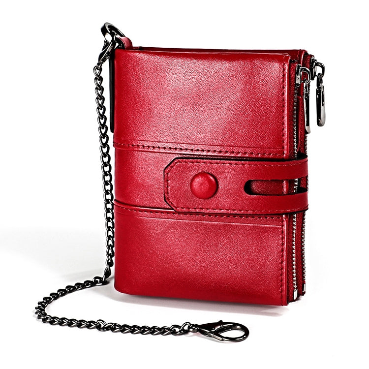 LT3529 Retro Crazy Horse Texture Double Zipper Anti-magnetic RFID Chain Wallet with Card Slots (Red) - Antimagnetic RFID Package by PMC TechLife | Online Shopping South Africa | PMC TechLife | Buy Now Pay Later Mobicred