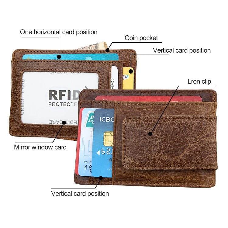 KB80 Antimagnetic RFID Crazy Horse Texture Oil Wax Leather Card Holder Wallet Billfold for Men and Women (Black) - Antimagnetic RFID Package by PMC TechLife | Online Shopping South Africa | PMC TechLife | Buy Now Pay Later Mobicred