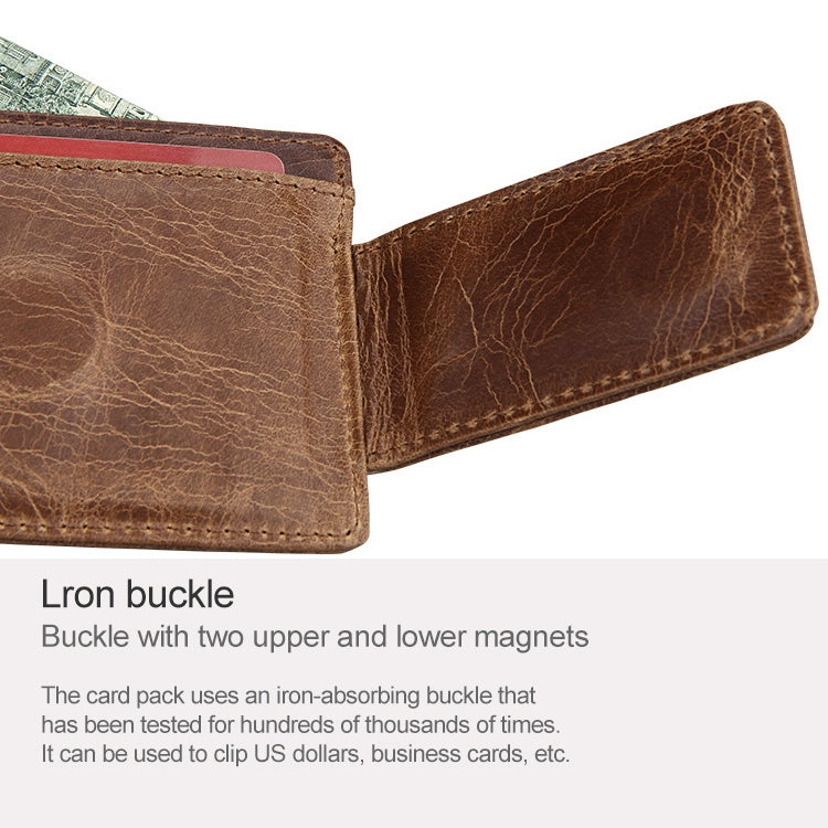 KB80 Antimagnetic RFID Crazy Horse Texture Oil Wax Leather Card Holder Wallet Billfold for Men and Women (Black) - Antimagnetic RFID Package by PMC TechLife | Online Shopping South Africa | PMC TechLife | Buy Now Pay Later Mobicred