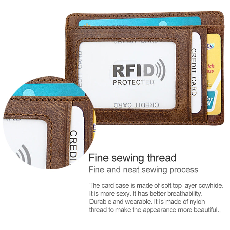 KB80 Antimagnetic RFID Crazy Horse Texture Oil Wax Leather Card Holder Wallet Billfold for Men and Women (Black) - Antimagnetic RFID Package by PMC TechLife | Online Shopping South Africa | PMC TechLife | Buy Now Pay Later Mobicred