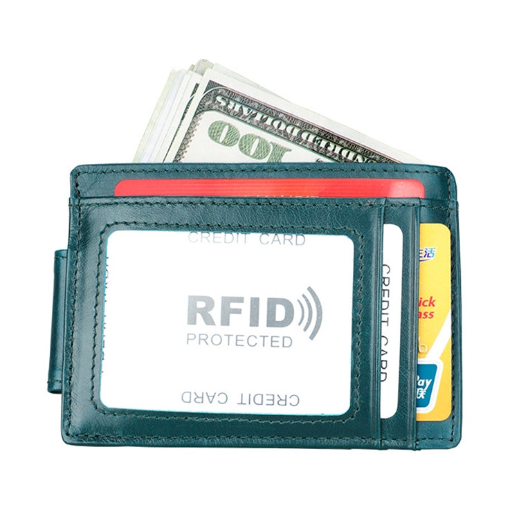 KB80 Antimagnetic RFID Crazy Horse Texture Oil Wax Leather Card Holder Wallet Billfold for Men and Women (Blue) - Antimagnetic RFID Package by PMC TechLife | Online Shopping South Africa | PMC TechLife | Buy Now Pay Later Mobicred