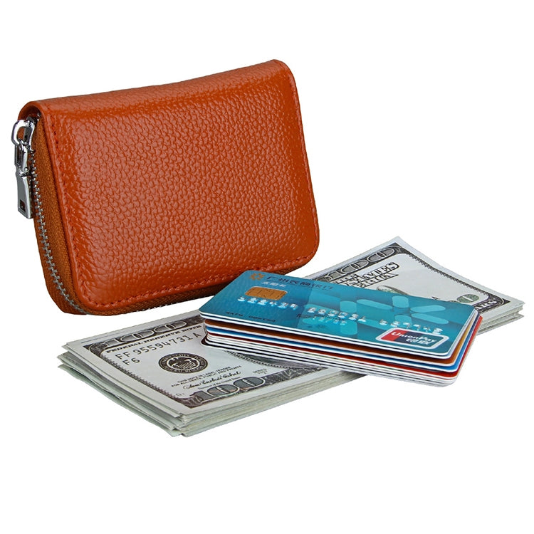KB205 Antimagnetic RFID Litchi Texture Leather Zipper Large-capacity Card Holder Wallet(Brown) - Antimagnetic RFID Package by PMC TechLife | Online Shopping South Africa | PMC TechLife | Buy Now Pay Later Mobicred