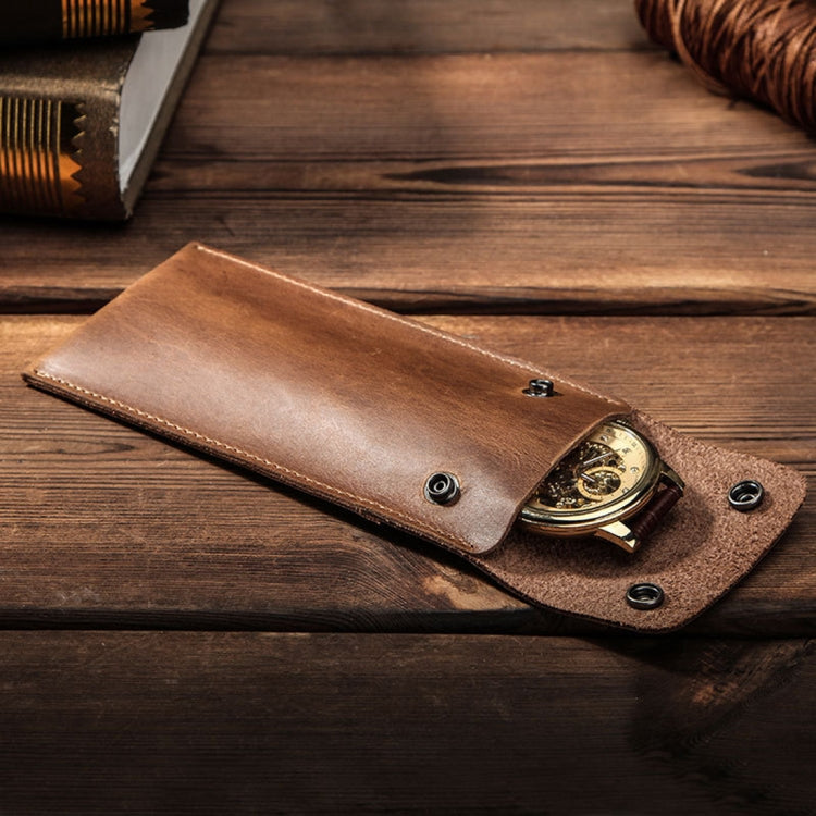 CONTACTS FAMILY CF1110 Universal Crazy Horse Leather Watch Protective Case Storage Bag for Apple Watch (Brown) - free shipping - PMC TechLife - Order now!