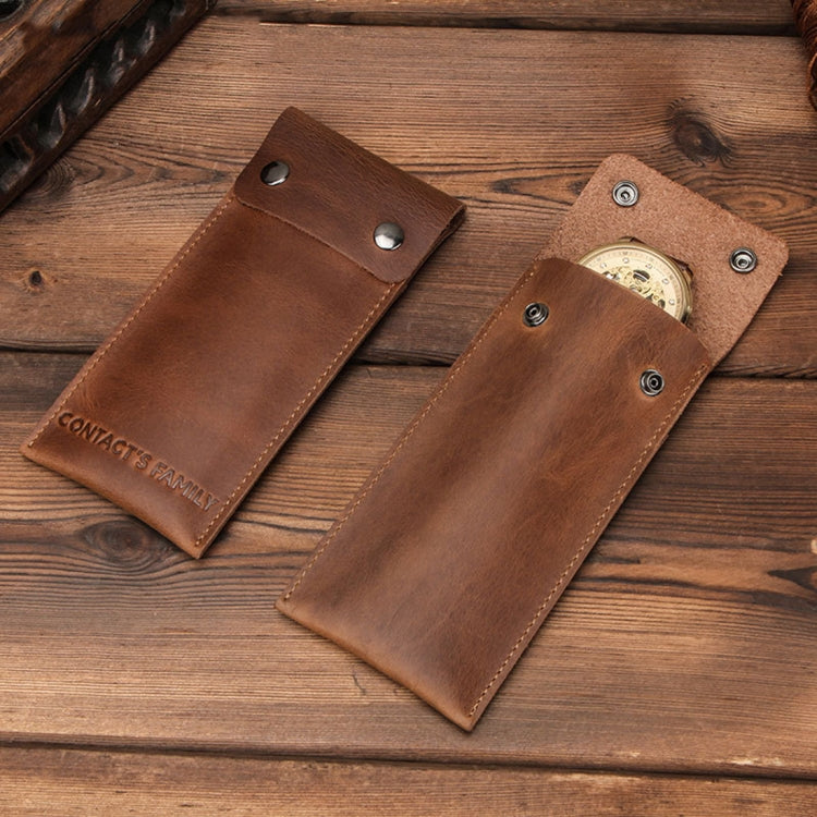 CONTACTS FAMILY CF1110 Universal Crazy Horse Leather Watch Protective Case Storage Bag for Apple Watch (Brown) - free shipping - PMC TechLife - Order now!