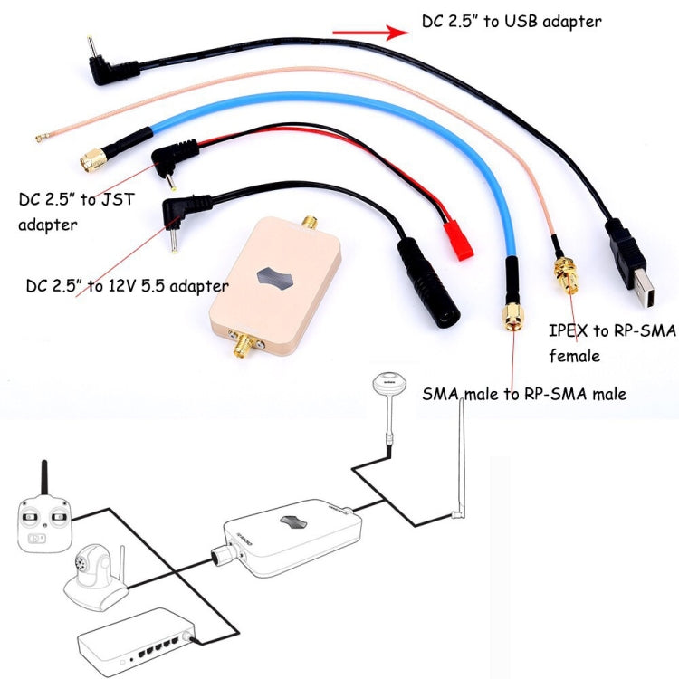 SH-RC58G2W 5.8GHz 2W Wireless WiFi Signal Booster Amplifier for UAV RC (Gold) - Transmitter and Receiver by PMC TechLife | Online Shopping South Africa | PMC TechLife