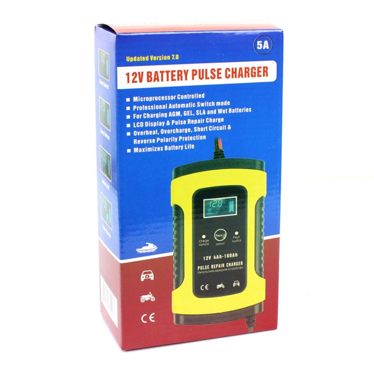 FOXSUR 12V 6A Intelligent Universal Battery Charger for Car Motorcycle, Length: 55cm, EU Plug(Yellow) - free shipping - PMC TechLife - Order now!