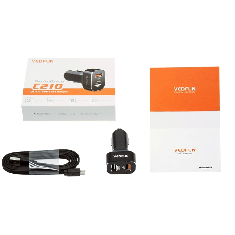 VEDFUN TurboDrive C210 Dual Ports Quick Charge 3.0 + SDDC Technology USB Car Charger for Smartphones and Tablets - Car Charger by VEDFUN | Online Shopping South Africa | PMC Jewellery