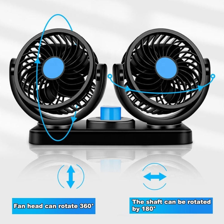 HUXIN HX-T303 6.5W 360 Degree Adjustable Rotation Two Head Low Noise Mini Electric Car Fan, DC12V - Heating & Fans by PMC TechLife | Online Shopping South Africa | PMC TechLife