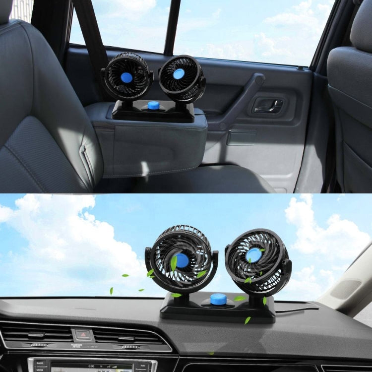 HUXIN HX-T303 6.5W 360 Degree Adjustable Rotation Two Head Low Noise Mini Electric Car Fan, DC12V - Heating & Fans by PMC TechLife | Online Shopping South Africa | PMC TechLife