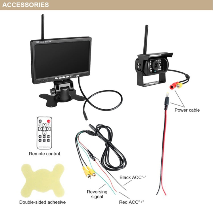 PZ607-W Wireless Vehicle Truck Backup Camera and Monitor Infrared Night Vision Rear View Camera with 7 inch HD Monitor for RV Trailer - Rear View Cameras by PMC TechLife | Online Shopping South Africa | PMC TechLife | Buy Now Pay Later Mobicred