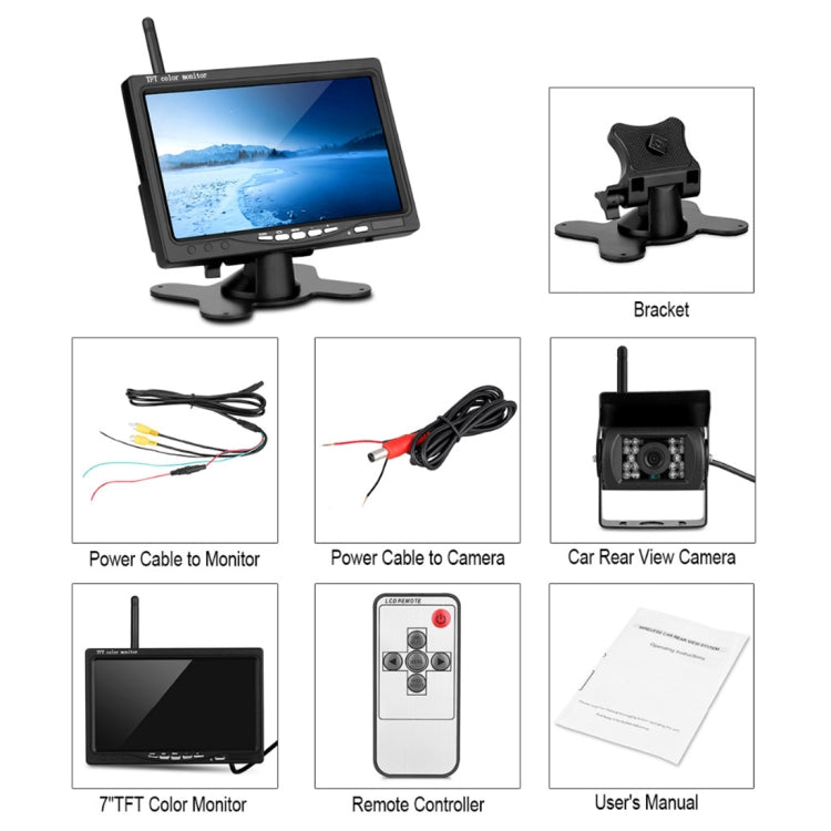 PZ607-W Wireless Vehicle Truck Backup Camera and Monitor Infrared Night Vision Rear View Camera with 7 inch HD Monitor for RV Trailer - Rear View Cameras by PMC TechLife | Online Shopping South Africa | PMC TechLife | Buy Now Pay Later Mobicred