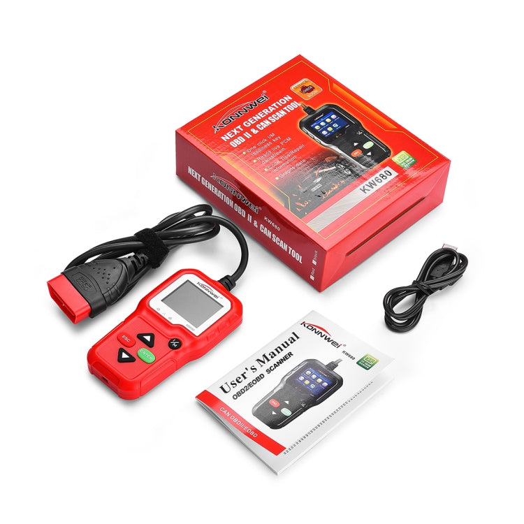 KONNWEI KW680 Mini OBDII Car Auto Diagnostic Scan Tools  Auto Scan Adapter Scan Tool (Can Detect Battery and Voltage, Only Detect 12V Gasoline Car)(Red) - free shipping - PMC TechLife - Order now!