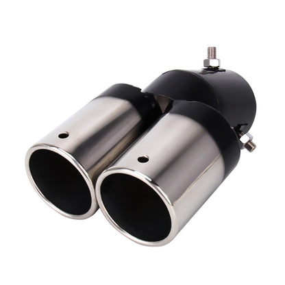 Universal Car Styling Stainless Steel Curved Double Outlets Exhaust Tail Muffler Tip Pipe(Black) - Exhaust Pipes by PMC Jewellery | Online Shopping South Africa | PMC Jewellery