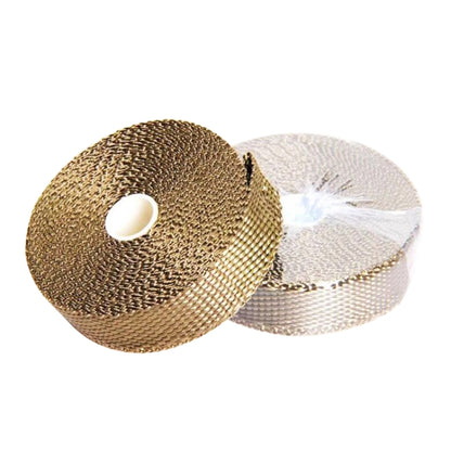 15m Titanium Gold Exhaust Wrap Auto Motor Exhaust Heat Shield Wrap Heat Resistant Wrap - Exhaust Pipes by PMC Jewellery | Online Shopping South Africa | PMC Jewellery