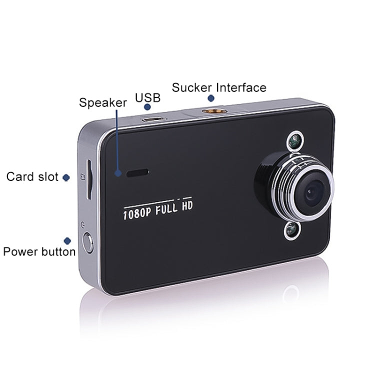 K6000 2.3 inch 140 Degrees Wide Angle Full HD 720P Video Car DVR, Support TF Card (32GB Max) / Motion Detection, with 2 Night Vision Fill Lights - Car DVRs by PMC Jewellery | Online Shopping South Africa | PMC Jewellery