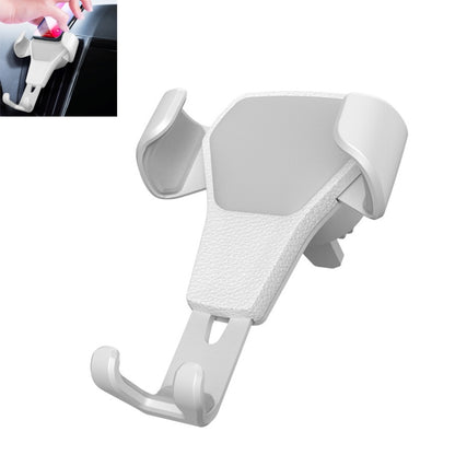 Litchi Texture Gravity Car Mount Phone Holder (White) - Car Holders by PMC Jewellery | Online Shopping South Africa | PMC Jewellery