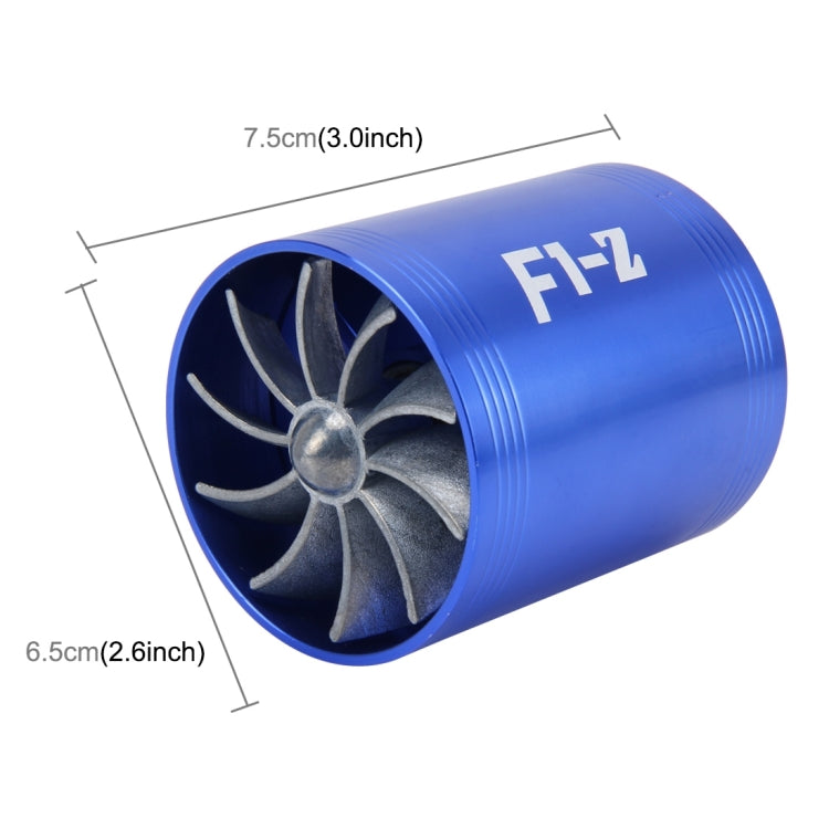F1-Z Car Stainless Universal Supercharger Dual Double Turbine Air Intake Fuel Saver Turbo Turboing Charger Fan Set kit(Blue) - Engine Fittings by PMC TechLife | Online Shopping South Africa | PMC TechLife | Buy Now Pay Later Mobicred