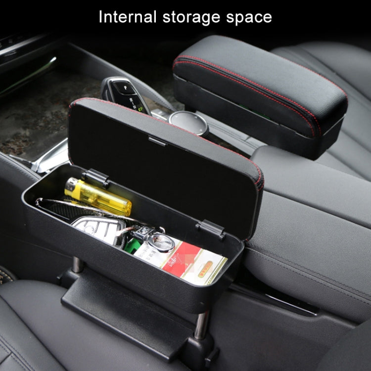 2 PCS Universal Car Wireless Qi Standard Charger PU Leather Wrapped Armrest Box Cushion Car Armrest Box Mat with Storage Box (Black Red) - free shipping - PMC TechLife - Order now!