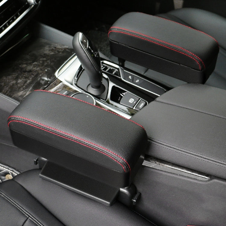 2 PCS Universal Car Wireless Qi Standard Charger PU Leather Wrapped Armrest Box Cushion Car Armrest Box Mat with Storage Box (Black Red) - free shipping - PMC TechLife - Order now!